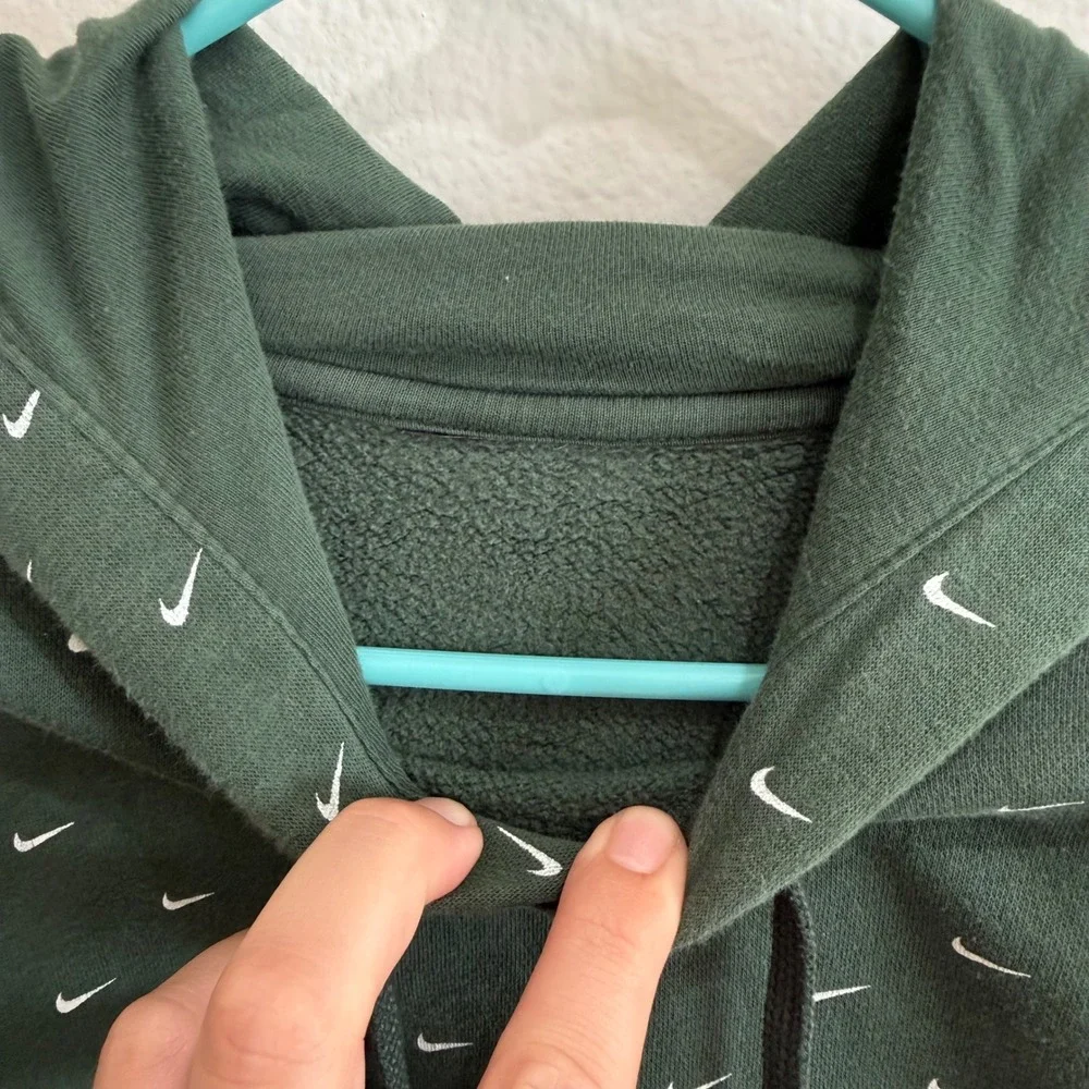 Nike Sportswear Club Fleece Hoodie Forest Green All Over Mini Swoosh Mens XL